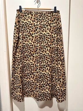 Leopard Print A-Line Women's Skirt - Tan/Black